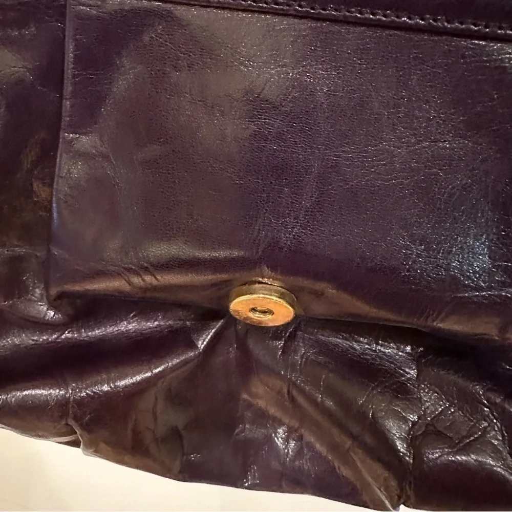 Vintage Ottorino Bossi iItalian Leather Crossbody Purse Small Handbag Purple Bag